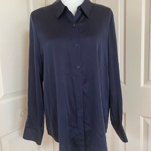 Eileen Fisher navy silk shirt